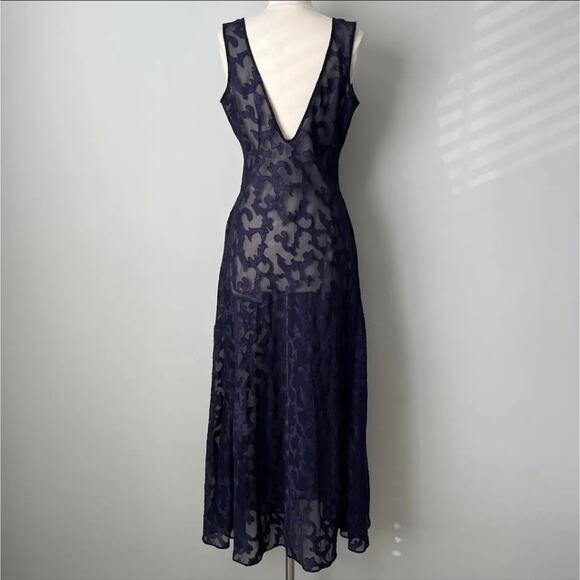 Victoria’s Secret Gold Label Sheer Maxi Slip Dress Purple Vintage Style Sz M - Picture 2 of 5